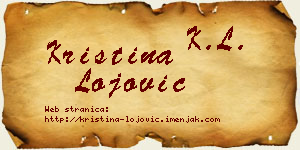 Kristina Lojović vizit kartica